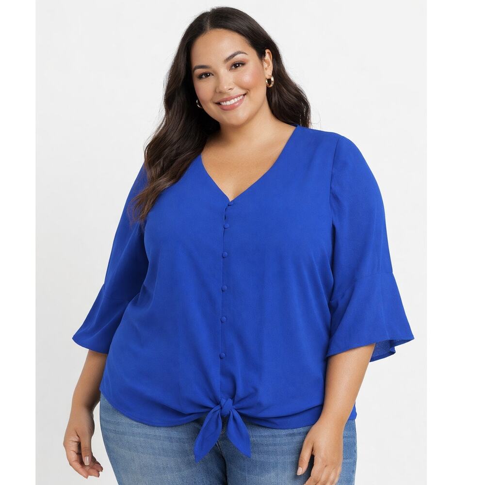 Large Blue Button Up Top